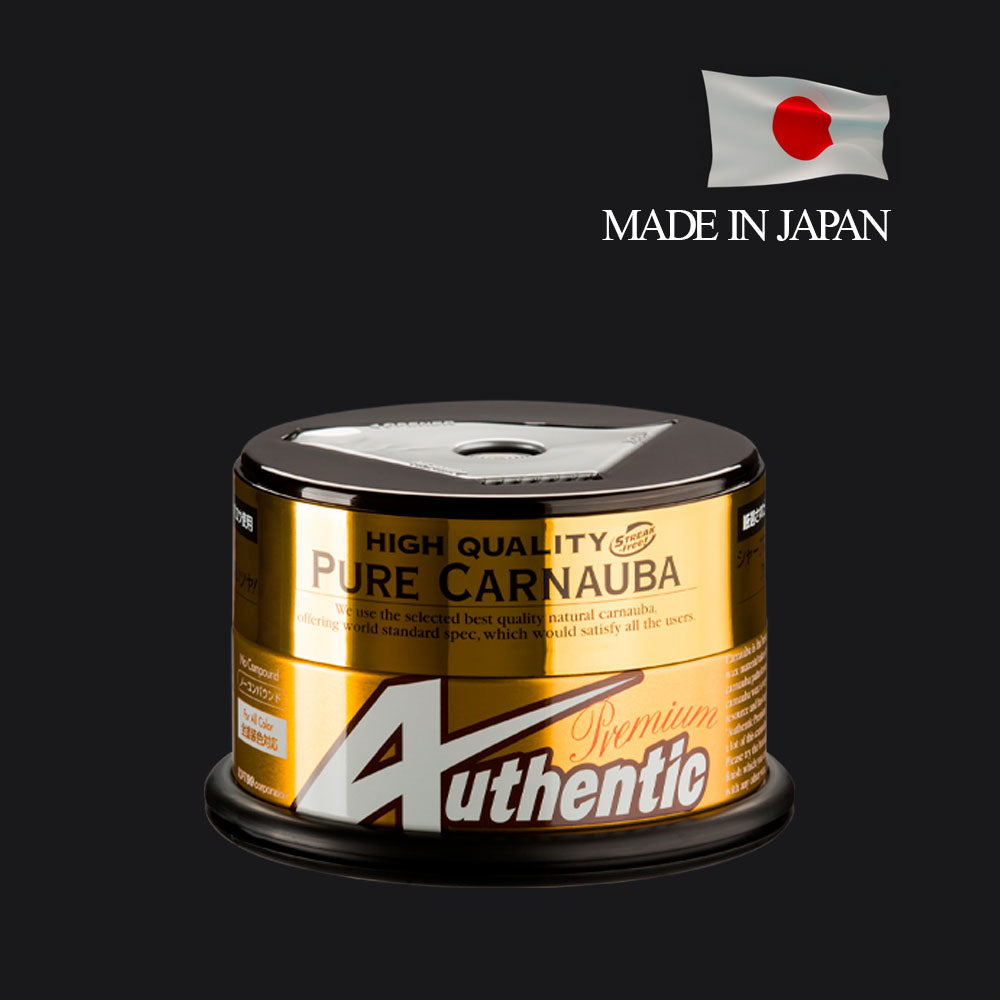 Lata dorada de cera de carnauba Authentic Premium de Soft99 para brillo efecto mojado