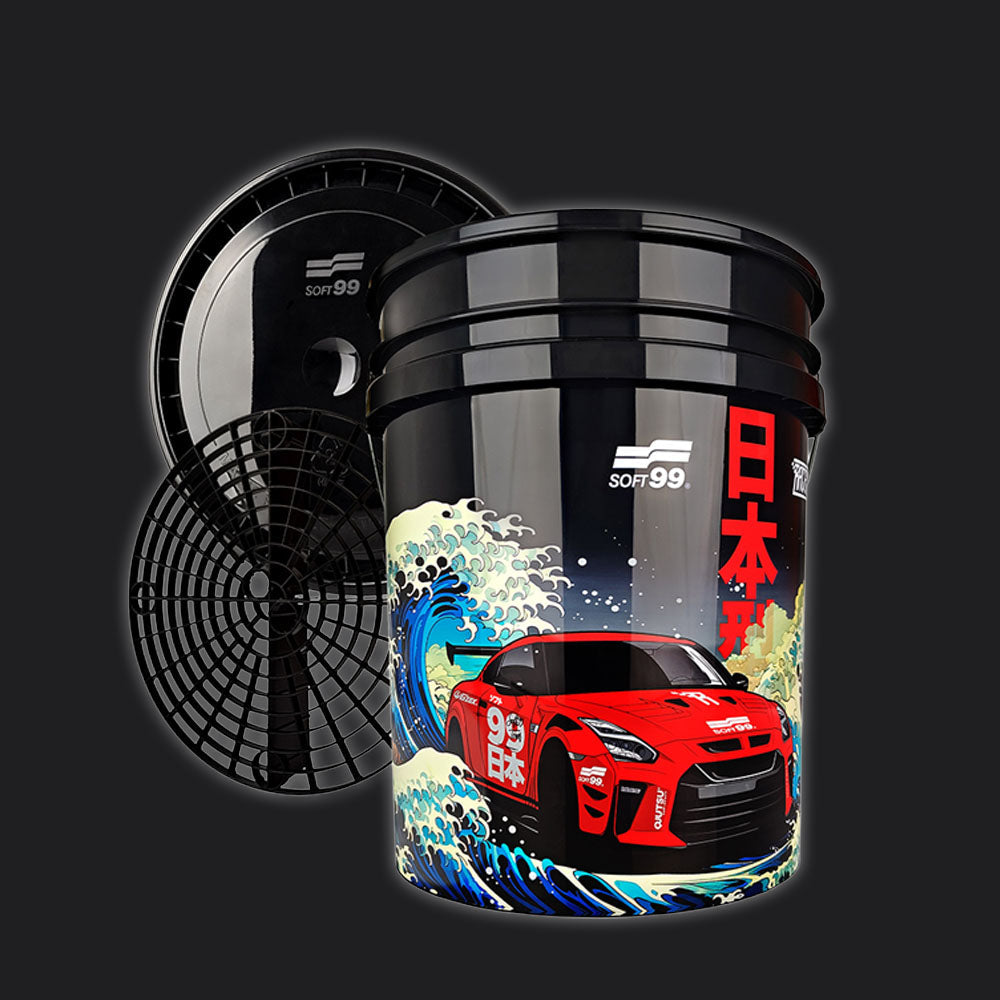 Cubo de lavado para coche Soft99 de 15L con rejilla Grit Guard separadora de suciedad y tapa hermética