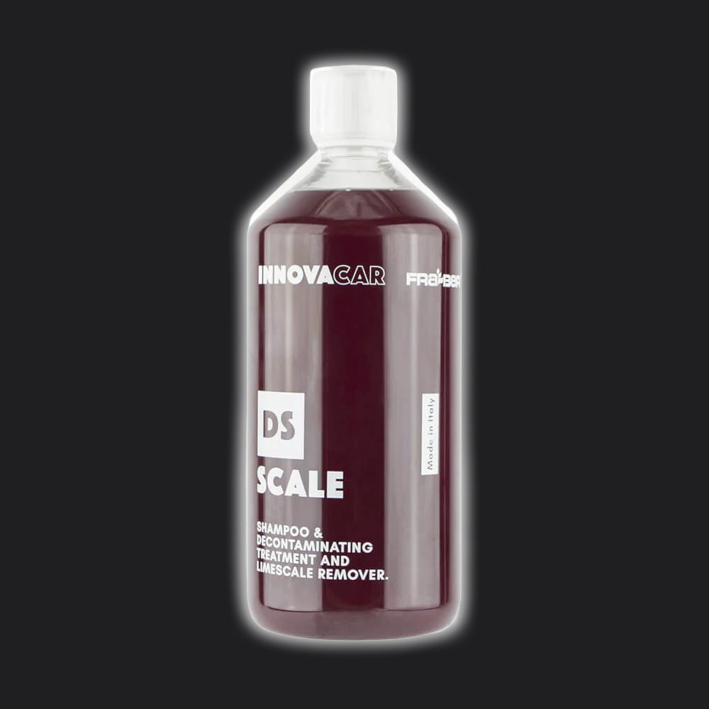 Envase de 1 litro de champú ácido antical DS Scale de Innovacar para descontaminación de coches