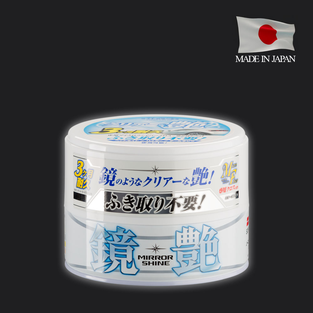 Lata de 200g de cera rápida Mirror Shine Light de Soft99 para coches blancos y colores claros